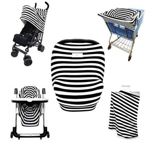 Stretchy Car Seat Canopy Multi Use Cover Baby Beanie Carrying nursing cover Black