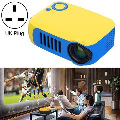 A2000 1080P Mini Portable Smart Projector Children Projector, UK PlugYellow Blue
