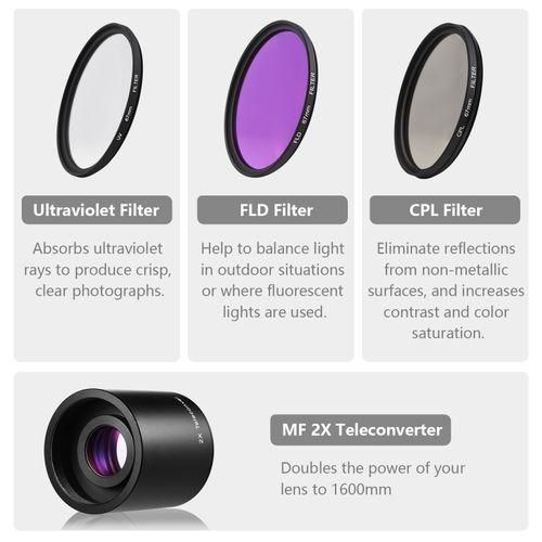 Andoer Camera MF Super Telephoto Zoom Lens F8.316 420800mm T