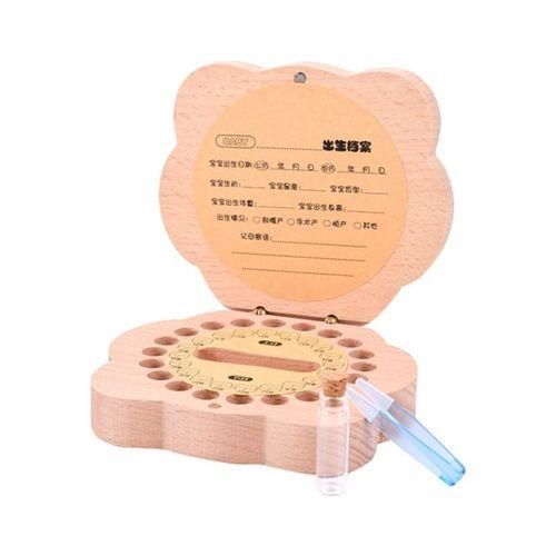 Wooden Baby Tooth Box For Milk Teeth Storage Lanugo Hair Collect Girl