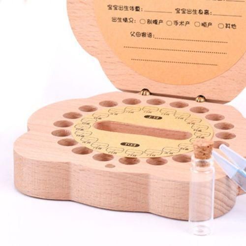 Wooden Baby Tooth Box For Milk Teeth Storage Lanugo Hair Collect Girl