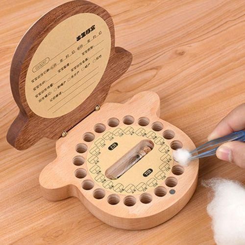 Wooden Baby Tooth Box For Milk Teeth Storage Lanugo Hair Collect Girl