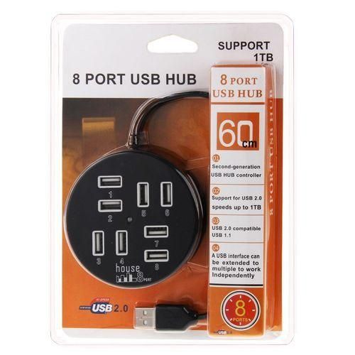 High Speed 8 Ports USB 2.0 Portable Round USB Hub, Length: 60cm Round