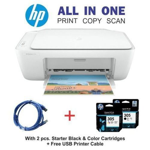Hd DeskJet 2320 All-in-One Printerhp,&nbsp;PrintersHp 2320 Colored Printer Printer/Scanner/Photocopy (Print, Scan & Copy) With Free Printer USB Cable, Power Cable, And 2 Cartridge