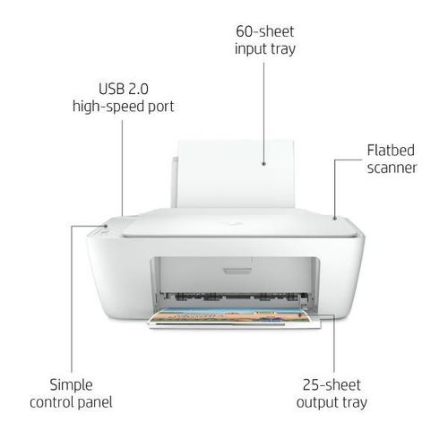 Hd DeskJet 2320 All-in-One Printerhp, PrintersHp 2320 Colored Printer Printer/Scanner/Photocopy (Print, Scan & Copy) With Free Printer USB Cable, Power Cable, And 2 Cartridge
