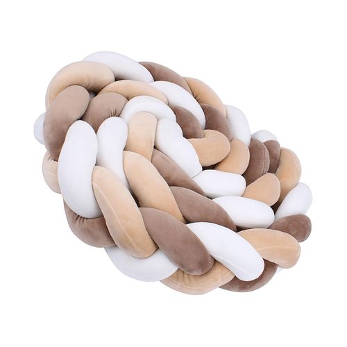 Braided Cot Bumper Cushion Soft Fabric Delicate Hand Feel Cushion for Home Boys Girls Room Decor,White Camel With Coffee,Three Strands Of 1.5 Meter NO5240