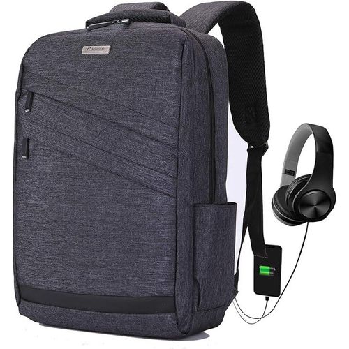 Unisex Anti Theft Laptop Backpack with USB Charging Port Water Repellent Slim College School Computer Bag Fits 14 15 15.6 Inch Slim Business Commuting Backpack