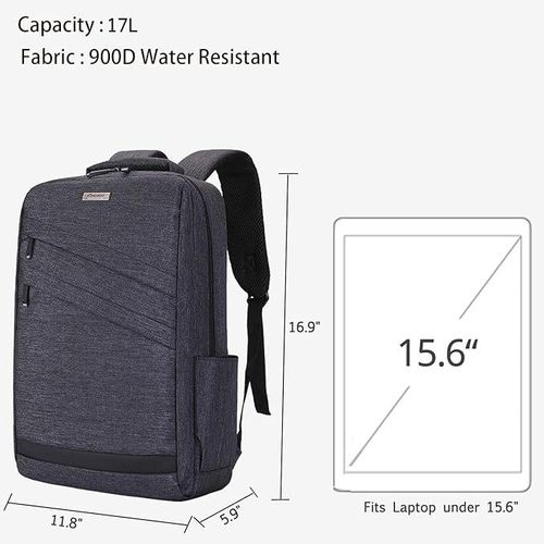 Unisex Anti Theft Laptop Backpack with USB Charging Port Water Repellent Slim College School Computer Bag Fits 14 15 15.6 Inch Slim Business Commuting Backpack