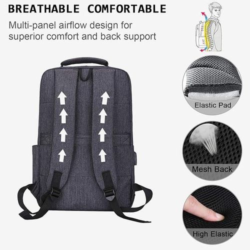 Unisex Anti Theft Laptop Backpack with USB Charging Port Water Repellent Slim College School Computer Bag Fits 14 15 15.6 Inch Slim Business Commuting Backpack