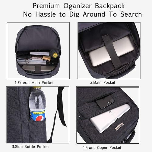 Unisex Anti Theft Laptop Backpack with USB Charging Port Water Repellent Slim College School Computer Bag Fits 14 15 15.6 Inch Slim Business Commuting Backpack