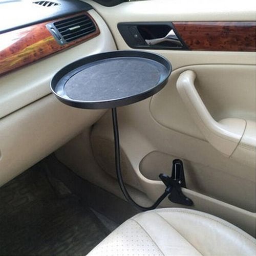 Car Food Tray Clamp Bracket Adjustable Multifunctional Drink Coffee Bottle Organizer Dining Table Car Cup Holder Swivel Tray