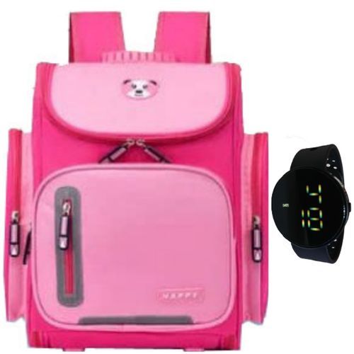 Gals/Women Beautiful Bag With Free Watch- Pink