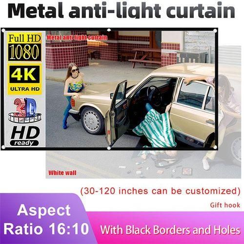 Projector AntiLight Curtain Screen 60120 Inches 3d HD Portable With Holes Outdoor Indoor