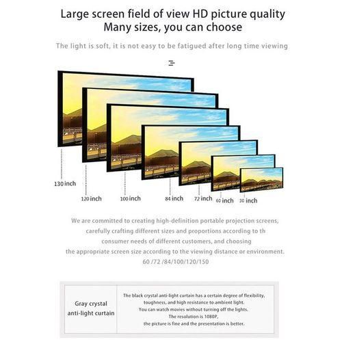 Projector AntiLight Curtain Screen 60120 Inches 3d HD Portable With Holes Outdoor Indoor