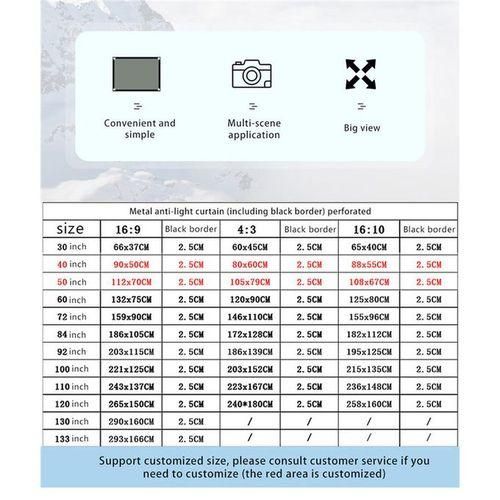 Projector AntiLight Curtain Screen 60120 Inches 3d HD Portable With Holes Outdoor Indoor
