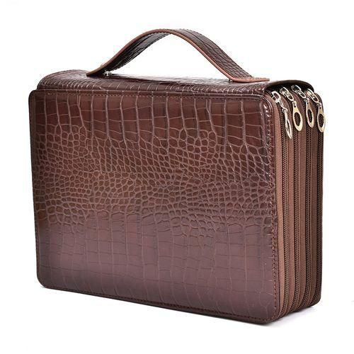 New Large Capacity Crocodile Pattern PU Pencil Bag Student