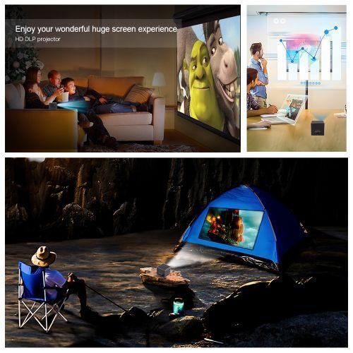 C80 DLP Portable HD Projector 120inch Giant Screen Projector Bluray 4K, Android 7.1.2, 2GB  16GB US Plug