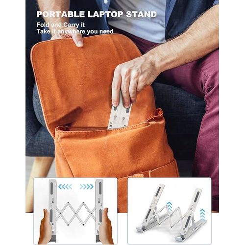 Portable Laptop Stand, Aluminum Laptop Holder for Desk, Wide Laptop Stand, Support 10' to 17' Laptops or Tablets, such as MacBook Air Pro, iPad Pro, HP, Lenovo, Acer, Dell, Surface