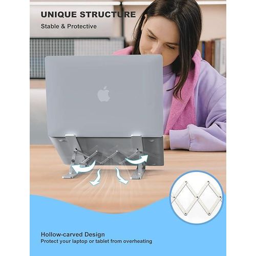 Portable Laptop Stand, Aluminum Laptop Holder for Desk, Wide Laptop Stand, Support 10' to 17' Laptops or Tablets, such as MacBook Air Pro, iPad Pro, HP, Lenovo, Acer, Dell, Surface