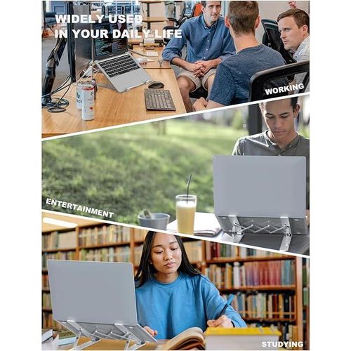 Portable Laptop Stand, Aluminum Laptop Holder for Desk, Wide Laptop Stand, Support 10' to 17' Laptops or Tablets, such as MacBook Air Pro, iPad Pro, HP, Lenovo, Acer, Dell, Surface