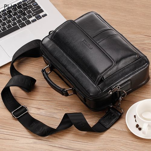 Men's Cowhide Leather Briefcase Mens Genuine Leather Handbags Crossbody Bags High Quality Luxury Business Messenger Bags Laptop