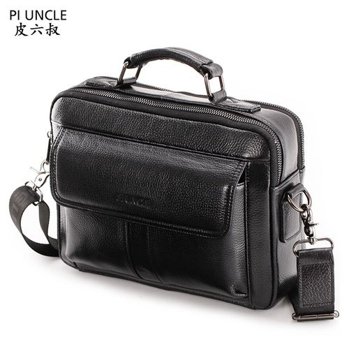 Men's Cowhide Leather Briefcase Mens Genuine Leather Handbags Crossbody Bags High Quality Luxury Business Messenger Bags Laptop