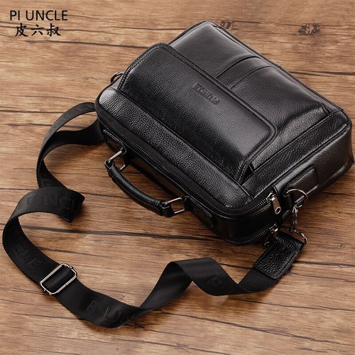 Men's Cowhide Leather Briefcase Mens Genuine Leather Handbags Crossbody Bags High Quality Luxury Business Messenger Bags Laptop