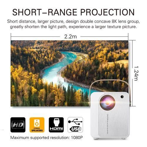 ZXLY8 Intelligent Portable HD 4K Projector, UK Plug, Specification: Phone Screen VersionWhite