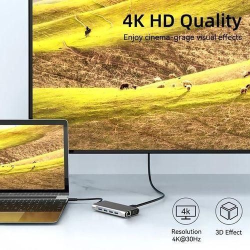11 in 1 VGA + LAN Port + 4 x USB 3.0 + SD / TF Card + HDMI + Audio Port + USB-C / Type-C Female to USB-C / Type-C HUB Adapter