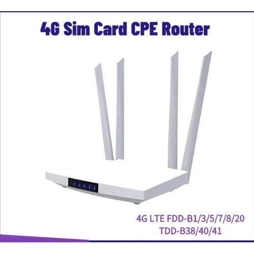 4G WiFi Router Dual-Band LTE Modem SIM Card Support 2.4GHz 300Mbps 2 LAN/WAN Ports for Home and Office - White