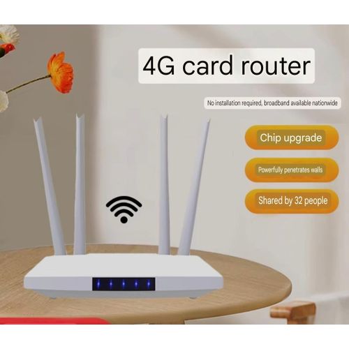 4G WiFi Router Dual-Band LTE Modem SIM Card Support 2.4GHz 300Mbps 2 LAN/WAN Ports for Home and Office - White