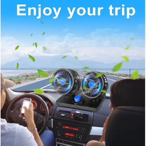 ModifyStyle Car Dashboard 12V Electric Fan with Dual Head 360 degree rotatable