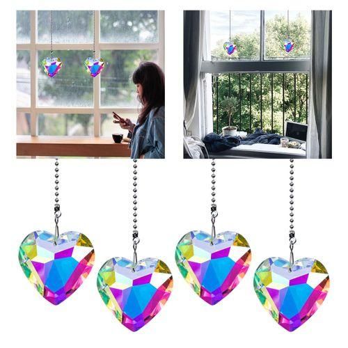 Heart Chandelier Wind Chimes Crystal Prisms Hanging Sun