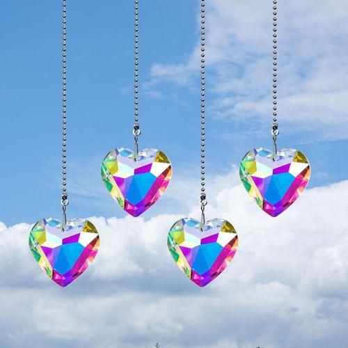 Heart Chandelier Wind Chimes Crystal Prisms Hanging Sun