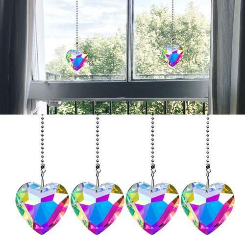 Heart Chandelier Wind Chimes Crystal Prisms Hanging Sun