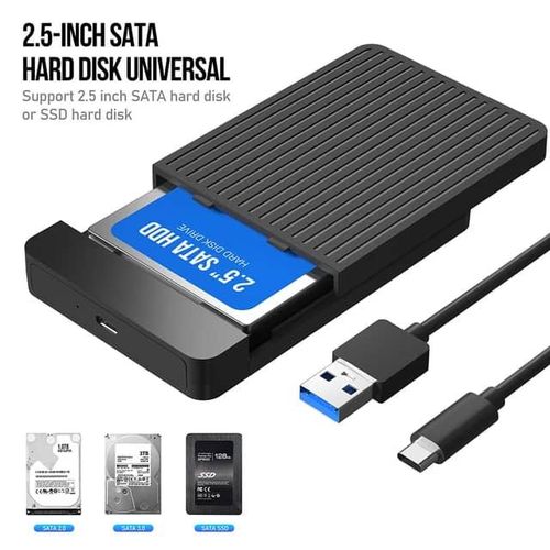 Haysenser USB 3.2 Gen 1 Type C Ultra Speed Hard Drive Enclosure, Size 2.5 Inch Micro Portable Disk, Easy Convert SSD & HDD From Internal to External 6TB HDD Notebook Adapter -Black