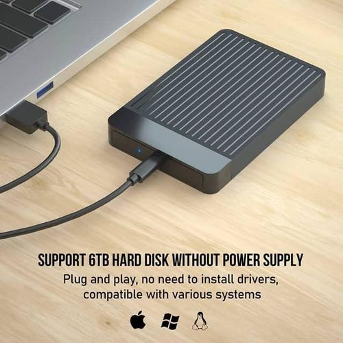 Haysenser USB 3.2 Gen 1 Type C Ultra Speed Hard Drive Enclosure, Size 2.5 Inch Micro Portable Disk, Easy Convert SSD & HDD From Internal to External 6TB HDD Notebook Adapter -Black
