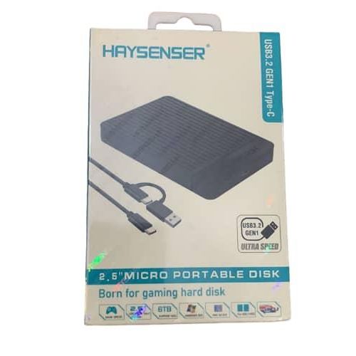 Haysenser USB 3.2 Gen 1 Type C Ultra Speed Hard Drive Enclosure, Size 2.5 Inch Micro Portable Disk, Easy Convert SSD & HDD From Internal to External 6TB HDD Notebook Adapter -Black