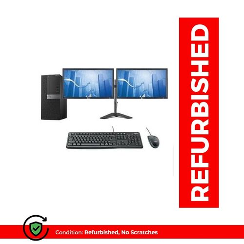 DELL Refurbished Complete Set Desktop Dual Monitor CPU Optiplex 7040/7050/7060/3060 8gb RAM 500GB HDD I5 Processor With Free WiFi Card-Black