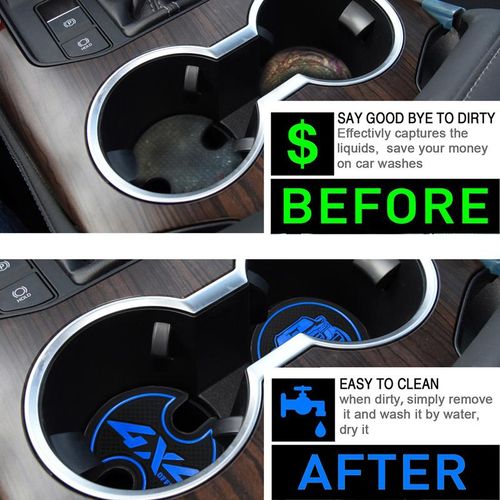 Non-Slip Car Cup Coaster Slot Pad For Toyota Land Cruiser 300 2021-2023 Year Anti-Slip Mat Pocket Mat Interior Cup Holder Pad