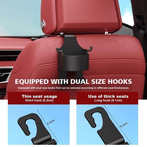 3-In-1 Multifunctional Car Cup Holder Seat Back Bag Hanging Hook Rear Seat Phone Support Stand Universal Auto Truck Organizer