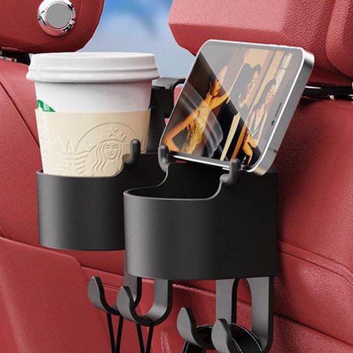 3-In-1 Multifunctional Car Cup Holder Seat Back Bag Hanging Hook Rear Seat Phone Support Stand Universal Auto Truck Organizer