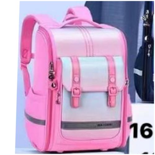 Kids Designer Waterproof Backpack With Free Watch- Pink