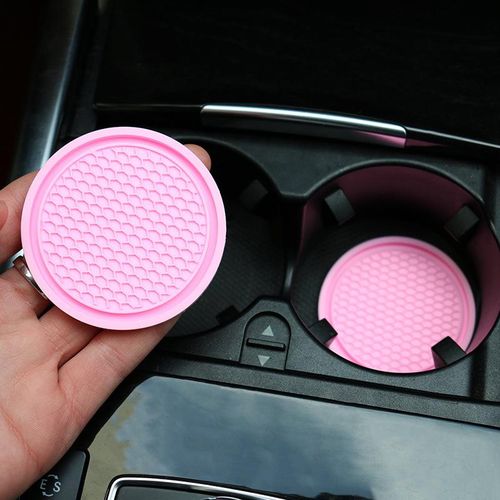 2pcs Non-Slip Car Water Cup Pad Diamond Rhinestone Rubber Mat For Bottle Holder Coaster Auto Interior Anti-Skid Cup Holders 7cm