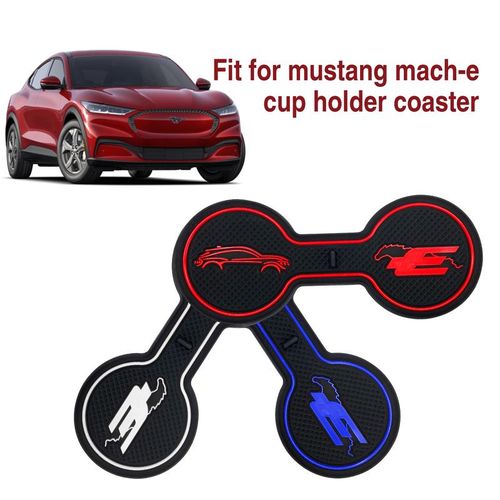 Non-Slip Car Cup Coaster Slot Pad For Mustang Mach-E Gt 2021 2022 2023 Year Anti-Slip Mat Pocket Mat Interior Cup Holder Pad