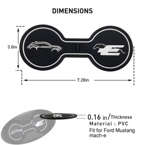 Non-Slip Car Cup Coaster Slot Pad For Mustang Mach-E Gt 2021 2022 2023 Year Anti-Slip Mat Pocket Mat Interior Cup Holder Pad