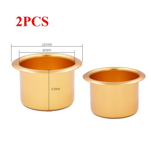 2 Pcs Aluminum Alloy Car Interior Cup Drink Bottle Holder Storage Can Base Black Universal 105x80x63cm