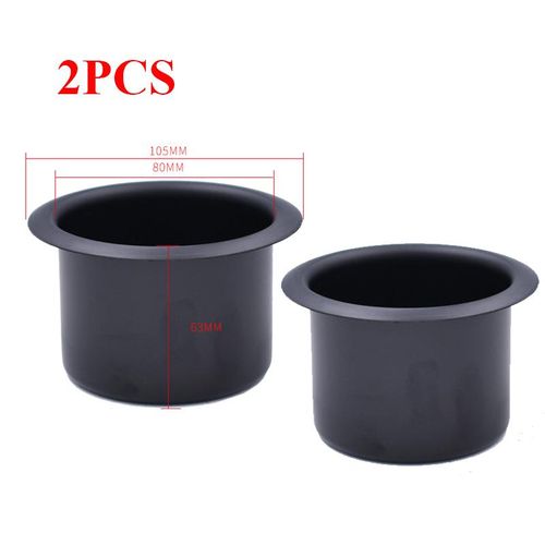 2 Pcs Aluminum Alloy Car Interior Cup Drink Bottle Holder Storage Can Base Black Universal 105x80x63cm