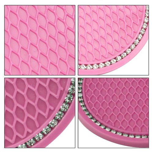 1pc Non-Slip Car Water Cup Pad Diamond Rhinestone Rubber Mat For Bottle Holder Coaster Auto Interior Anti-Skid Cup Holders
