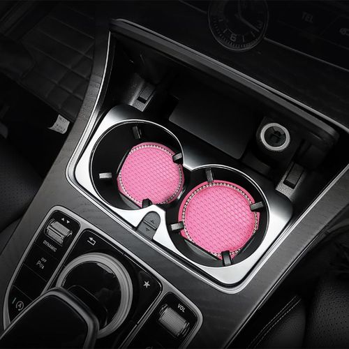 1pc Non-Slip Car Water Cup Pad Diamond Rhinestone Rubber Mat For Bottle Holder Coaster Auto Interior Anti-Skid Cup Holders